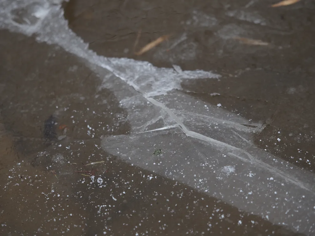 a fault along a frozen puddle