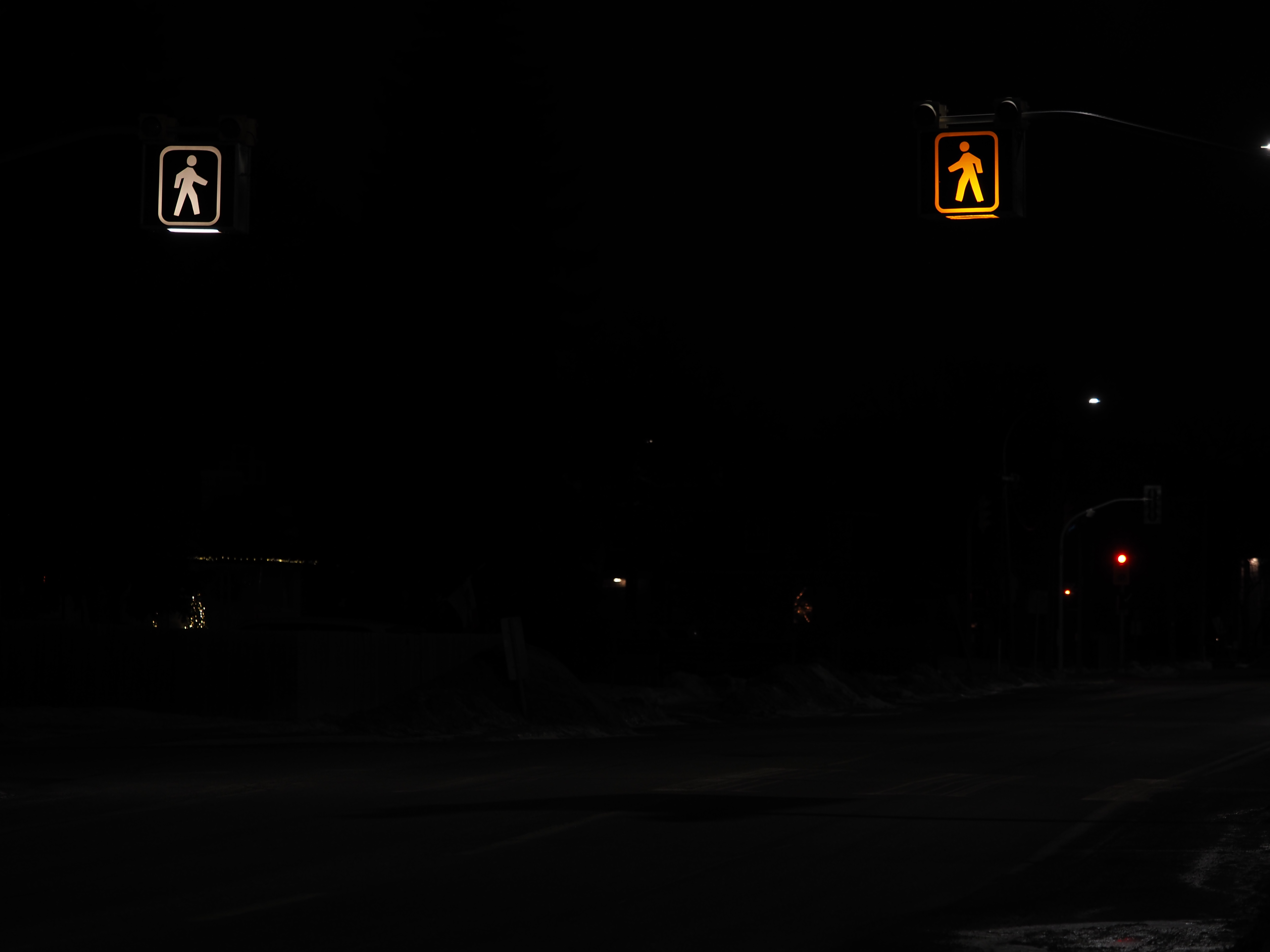 white and yellow walk lights