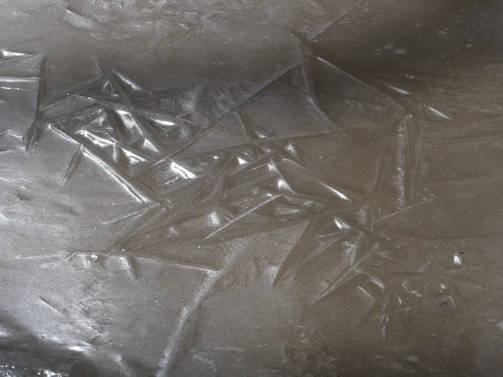patterns on a frozen puddle