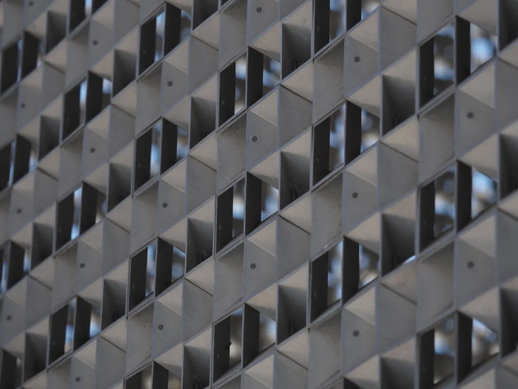 wall made out of metal squares