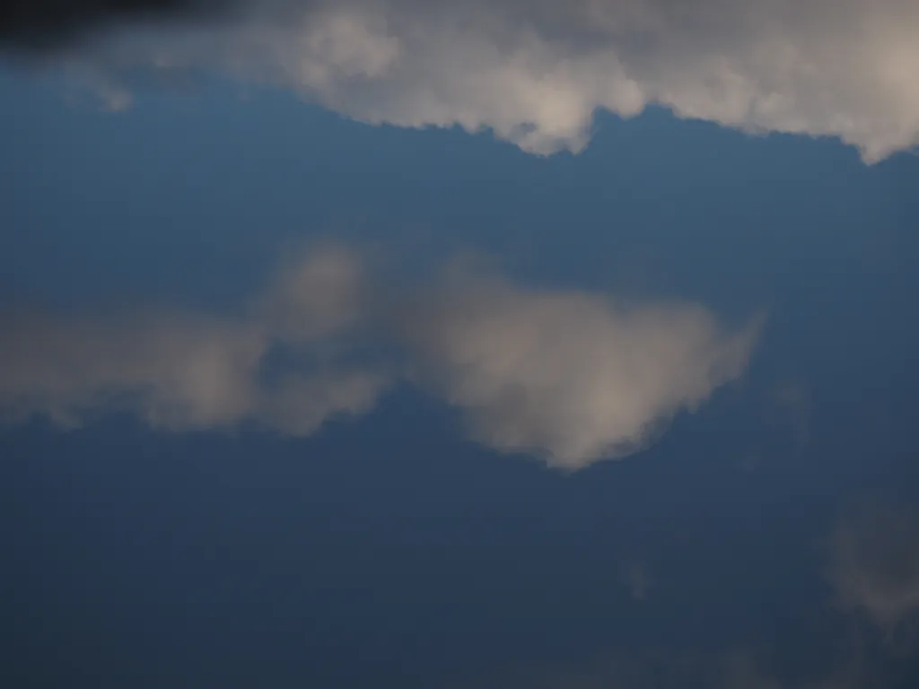 a cloud reflected in a puddle