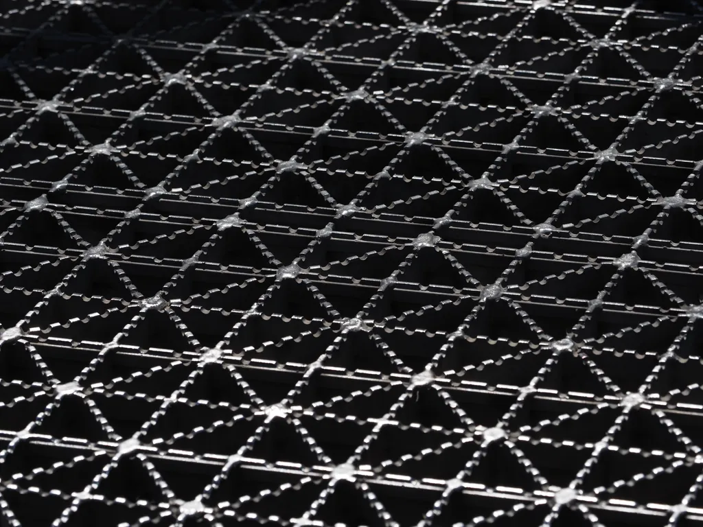 the metal grating of a bridge