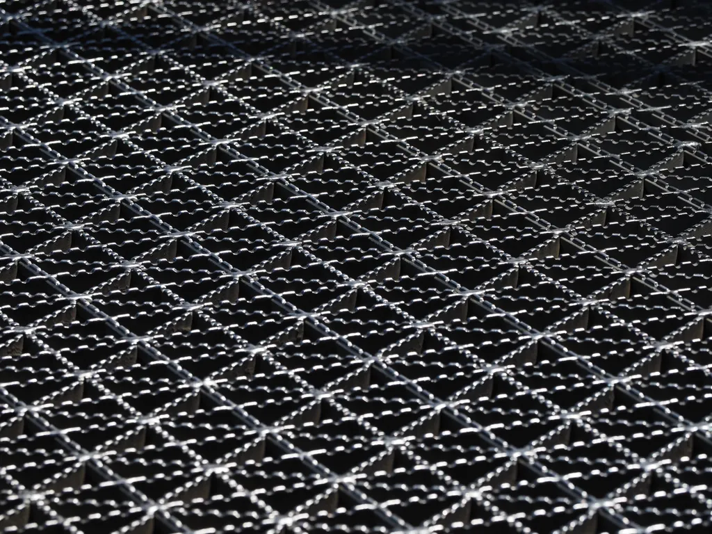 the metal grating of a bridge