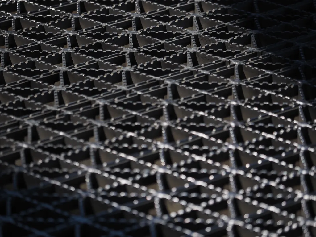 the metal grating of a bridge