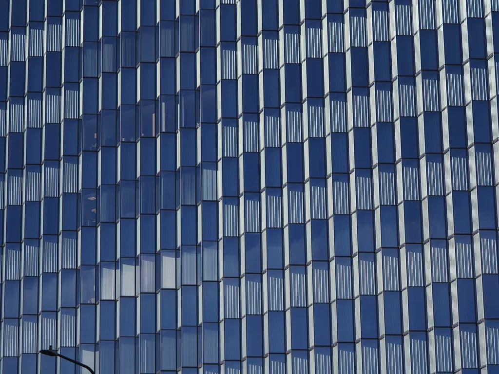 angled windows on a building