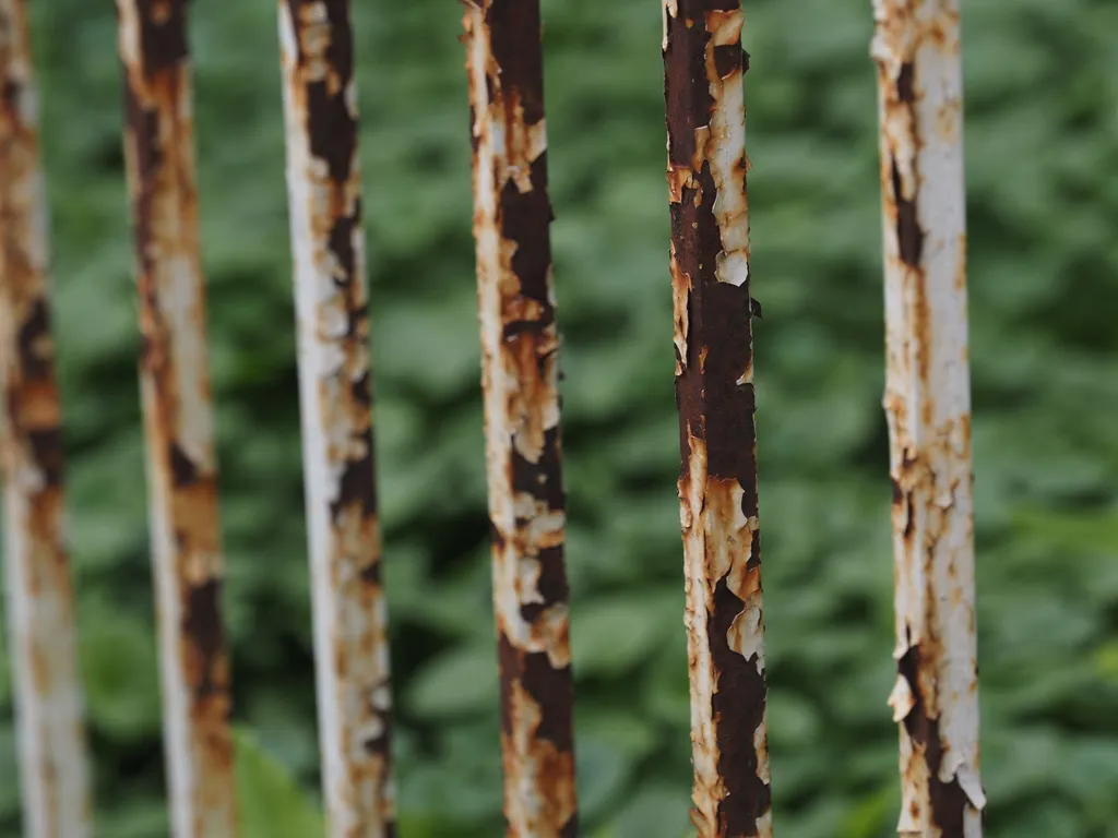 a rusty fence