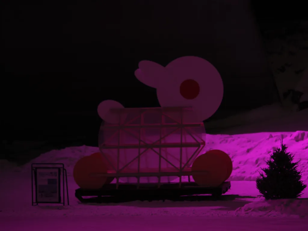 a warming hut shaped like a rabbit