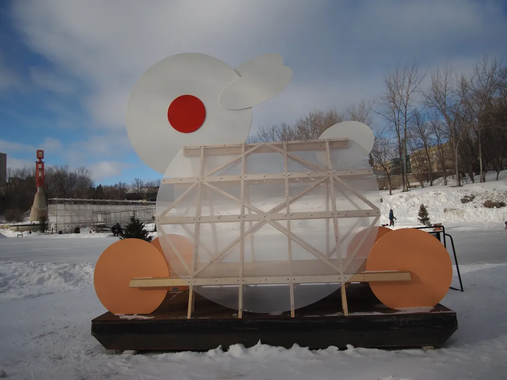 a warming hut shaped like a rabbit