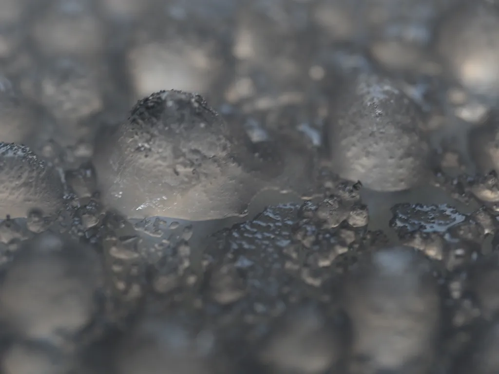 icicles formed on the upturned lid of a food container