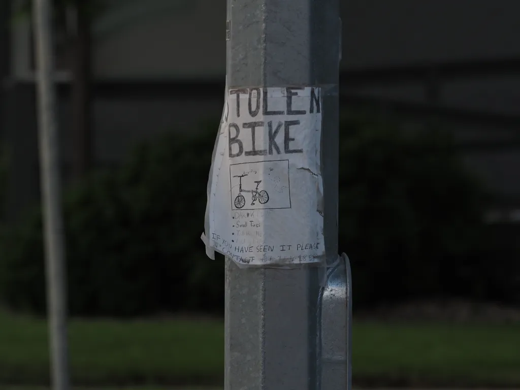 a poster looking for a stolen bike